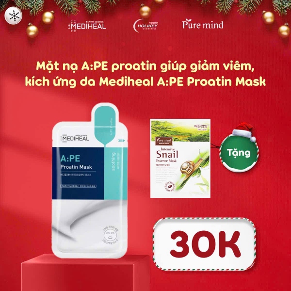 [Mua 1] Mặt nạ A:PE proatin giúp giảm viêm, kích ứng da [Tặng 1] Mặt nạ Mặt nạ Ốc Sên Pure Mind Intensive Snail Essence Mask